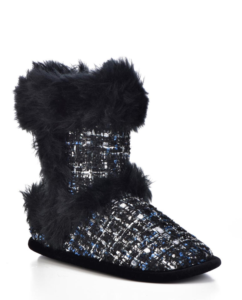 Dearfoams Women's Sequined Tweed Boot